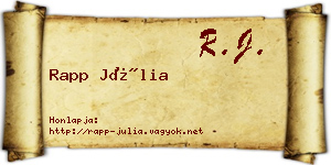 Rapp Júlia névjegykártya